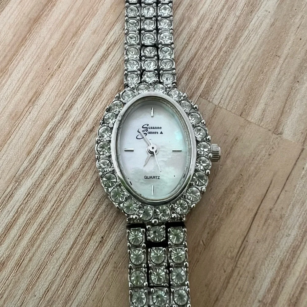 Suzanne somers rhinestone cocktail bracelet dress watch NEW BATTERY